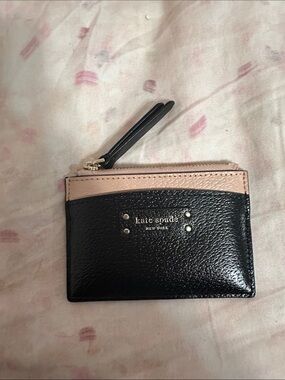 kate spade Black and Blush Leather Card Pouch